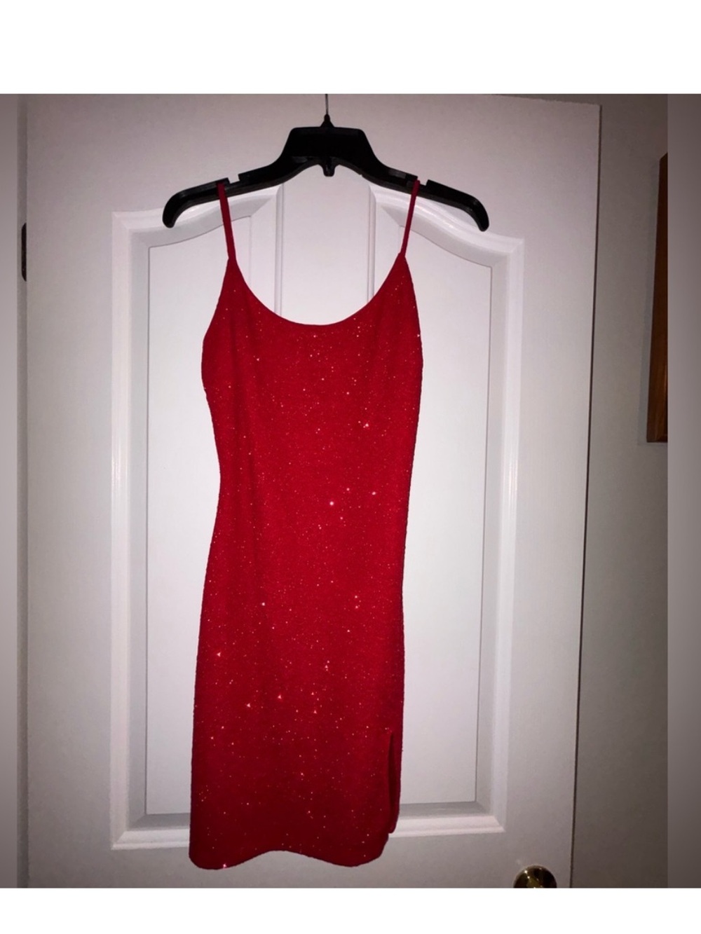 Red Spaghetti Strap Dress - Sleek Sparkle Evening Dress